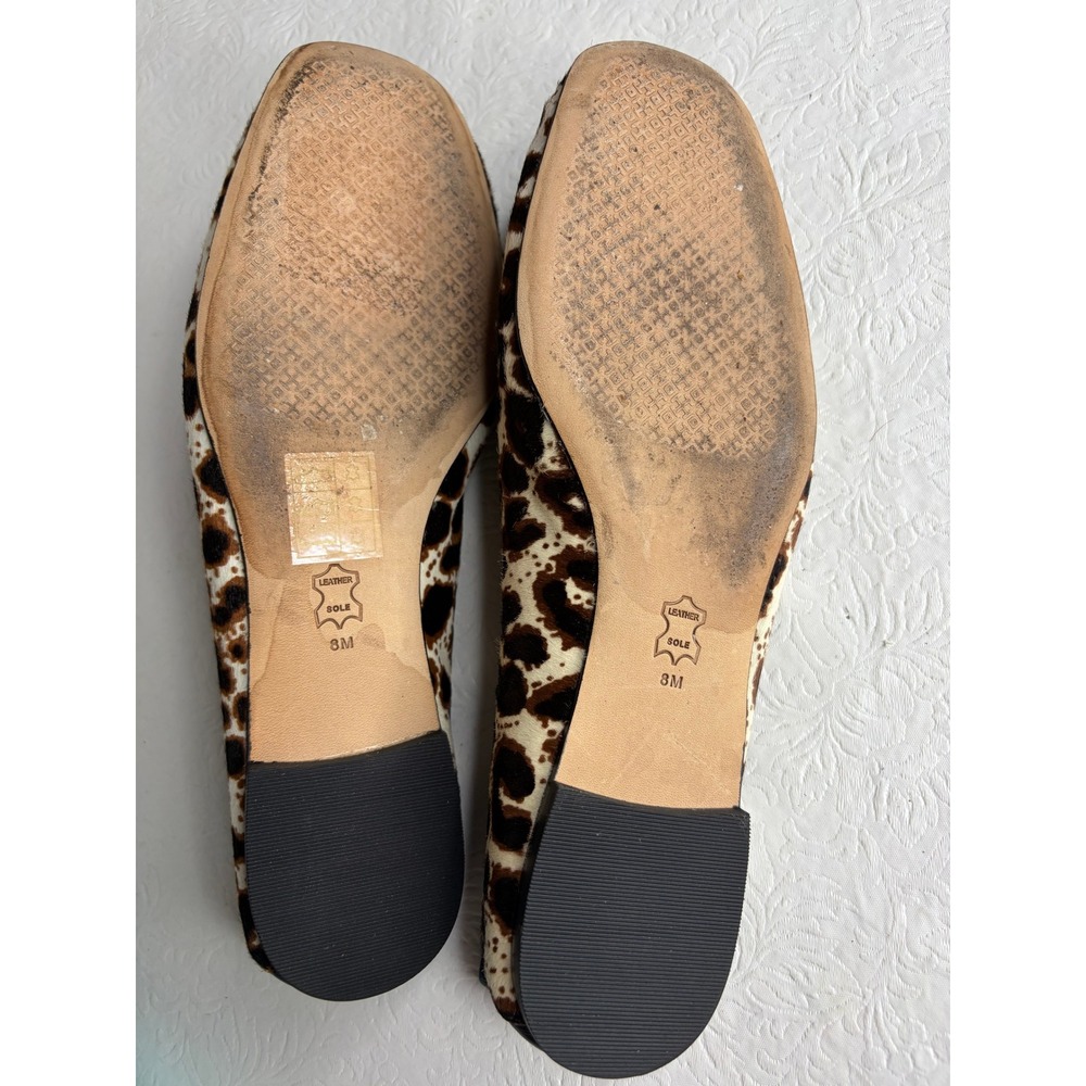 Tory Burch Charm Leopard Calf Hair Loafers Black Leather Trim Logo Bow Flats 8M‎ - Picture 8 of 10